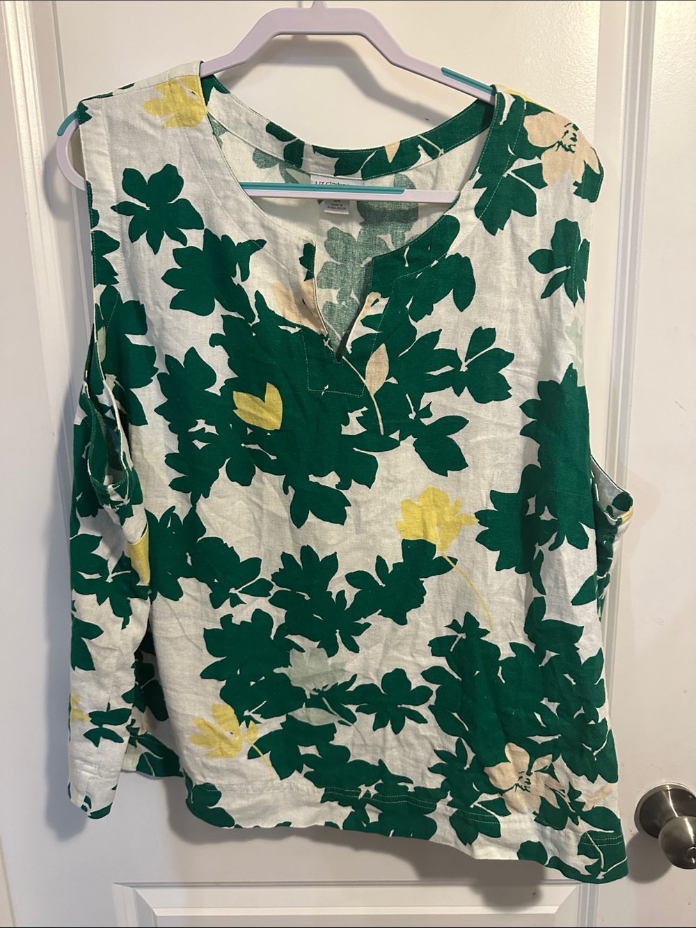 Liz Claiborne Green & Yellow Floral Sleeveless Tank